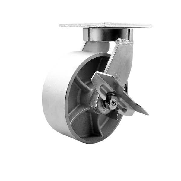 8'' Extra Heavy Duty Semi Steel Cast Iron Wheel Swivel Caster with Brake